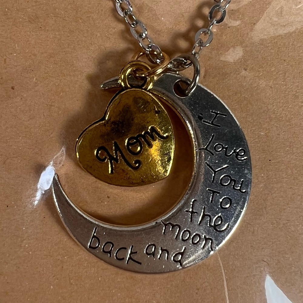 Two Tone Love you To The Moon And Back Mom Necklace